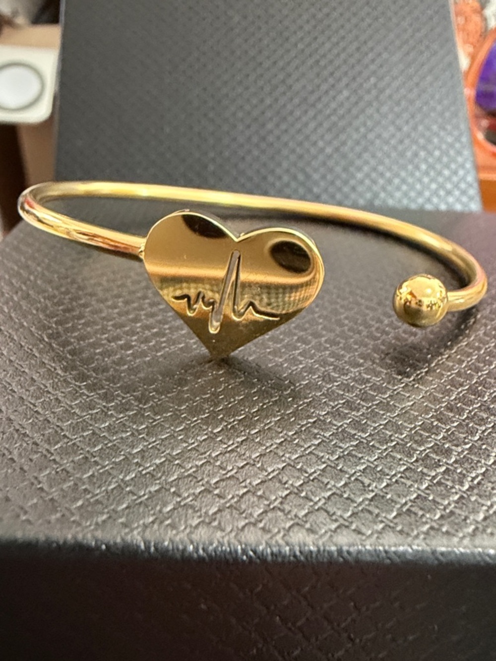Gold Heartbeat Cuff Bracelet - Women's Jewelry